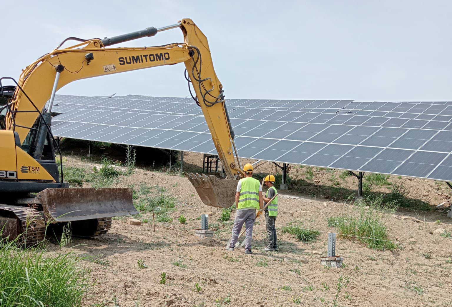 Solar panel pile foundation construction